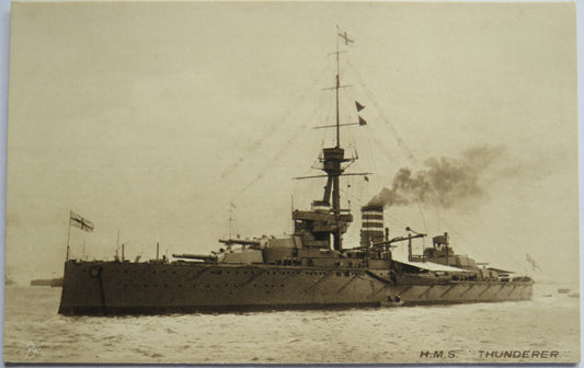 Vintage Warship Postcard of H.M.S. "Thunderer"