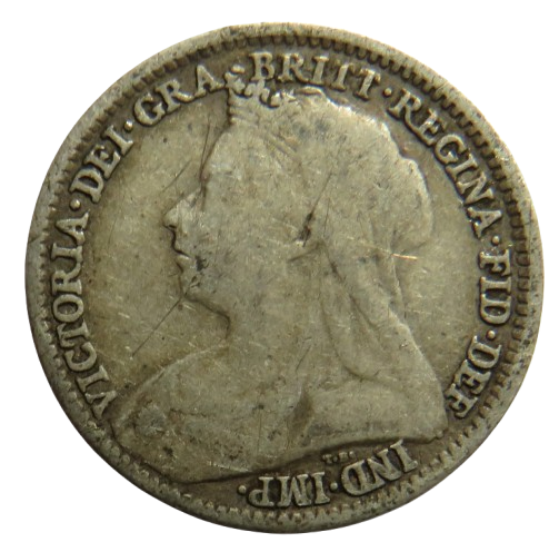1895 Queen Victoria Silver Threepence Coin - Great Britain