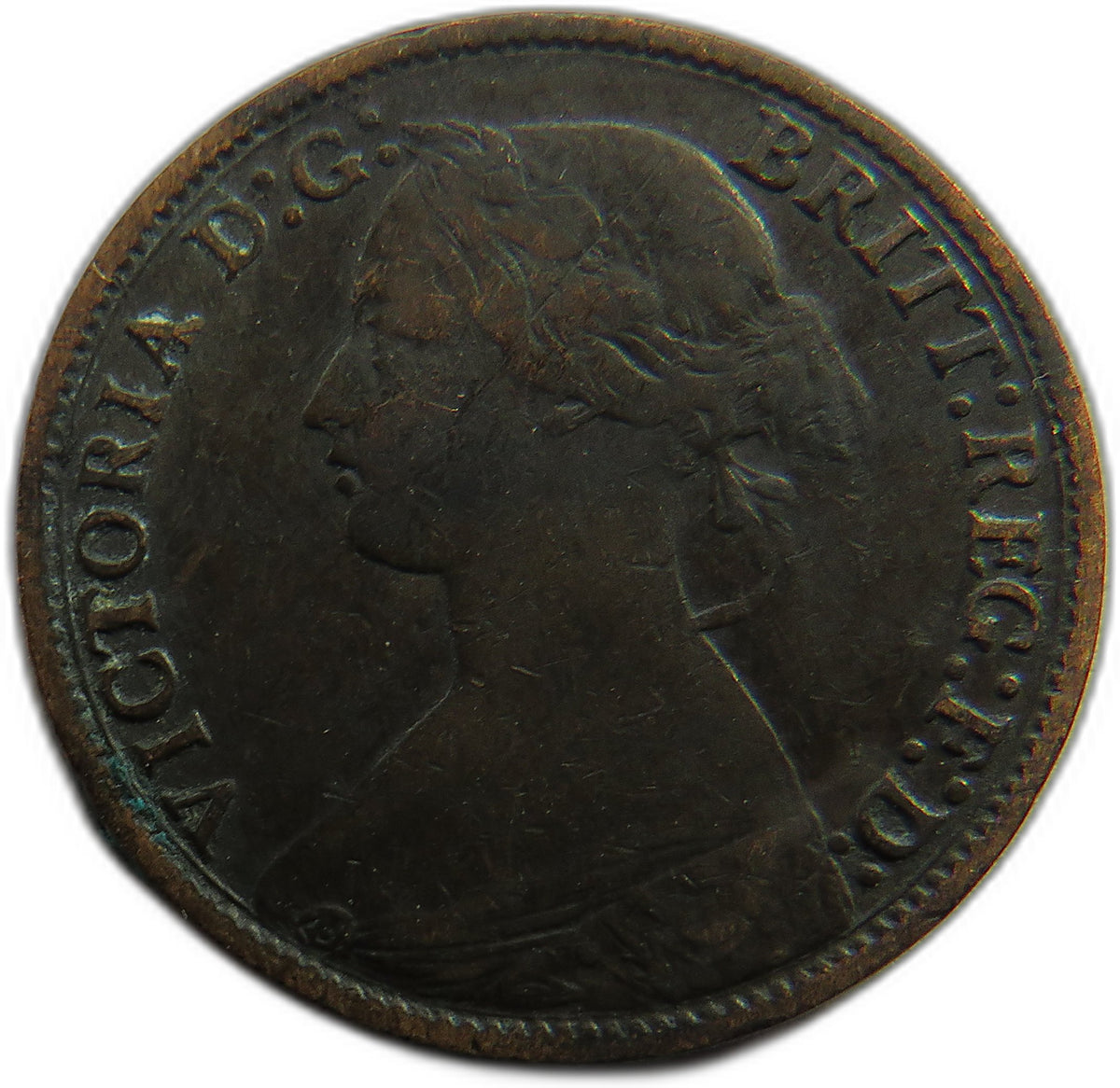 1866 Queen Victoria Bun Head Farthing Coin - Great Britain