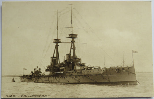 Vintage Warship Postcard of H.M.S. Collingwood