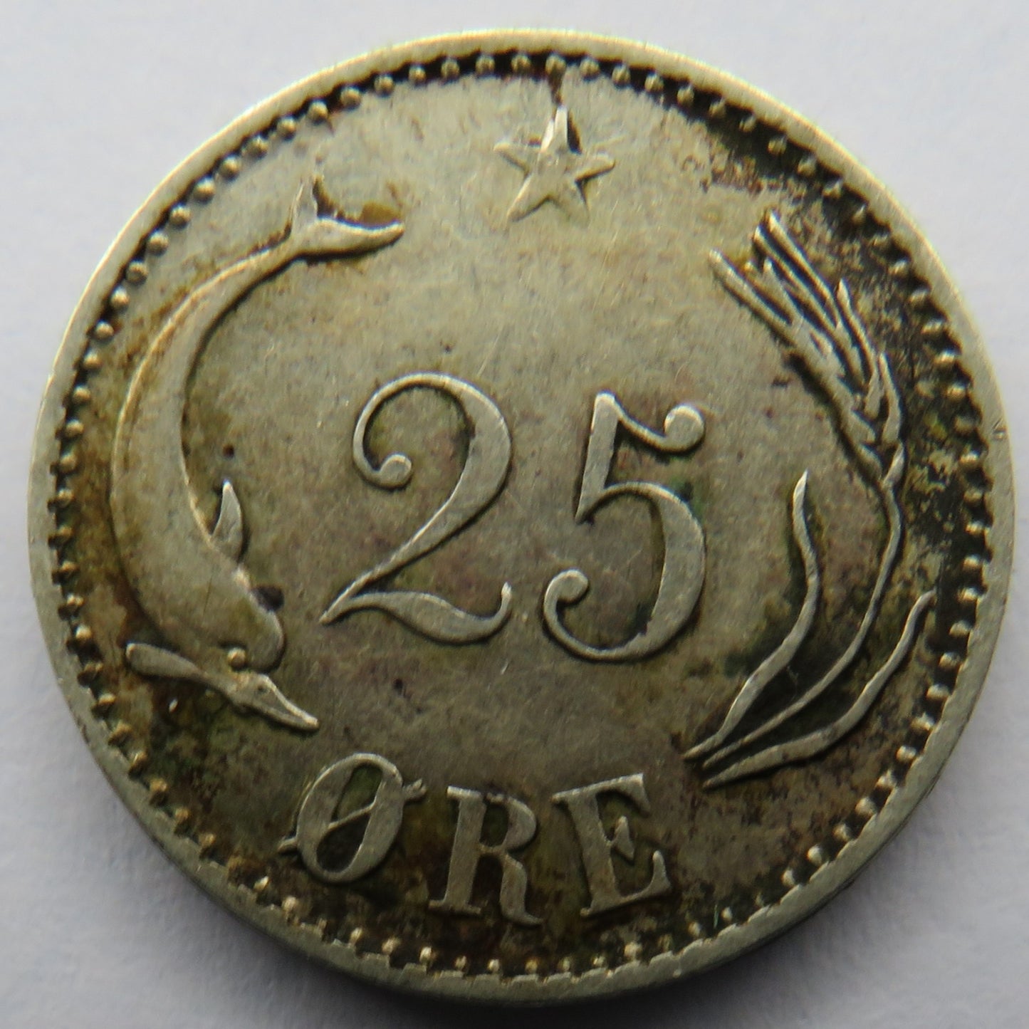 1894 Denmark Silver 25 Ore Coin