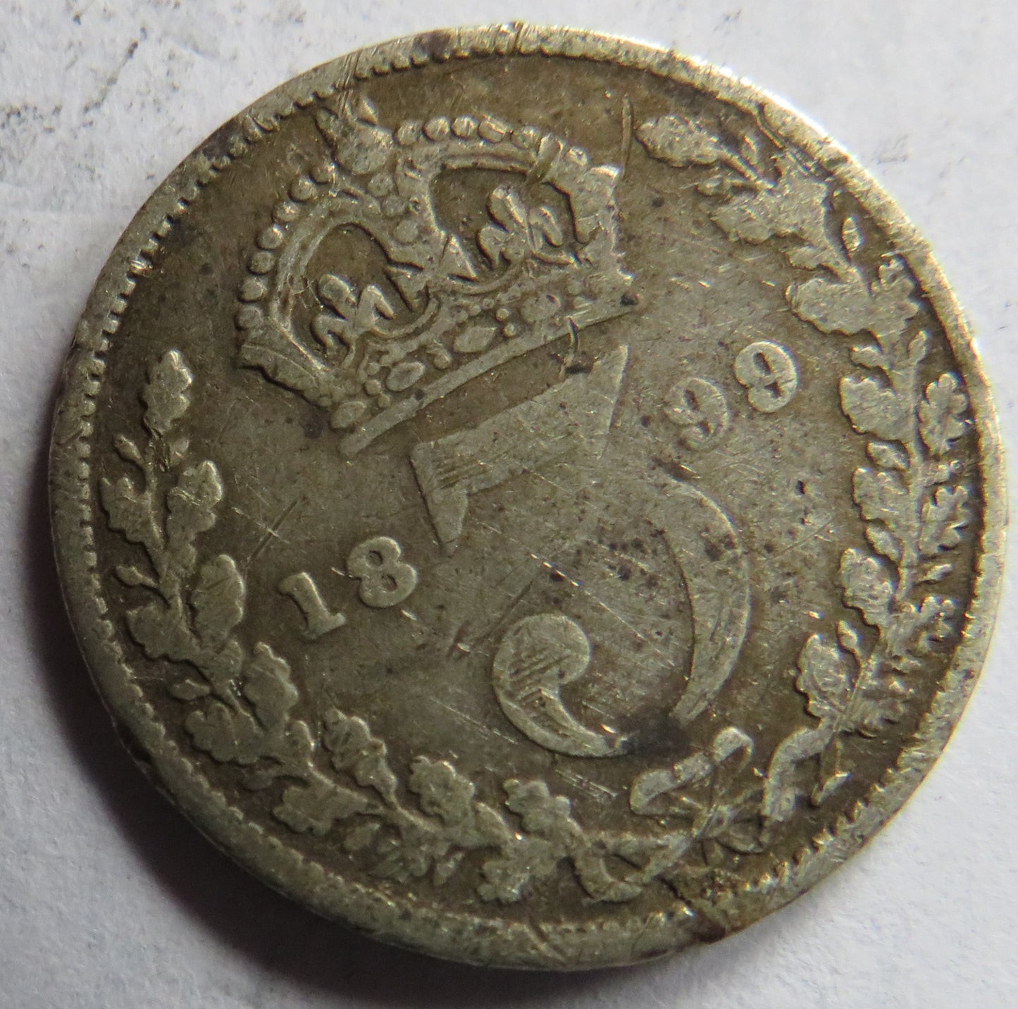 1899 Queen Victoria Silver Threepence Coin - Great Britain