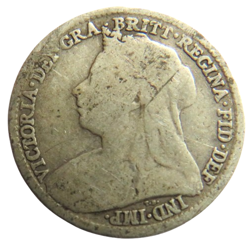 1896 Queen Victoria Silver Threepence Coin - Great Britain