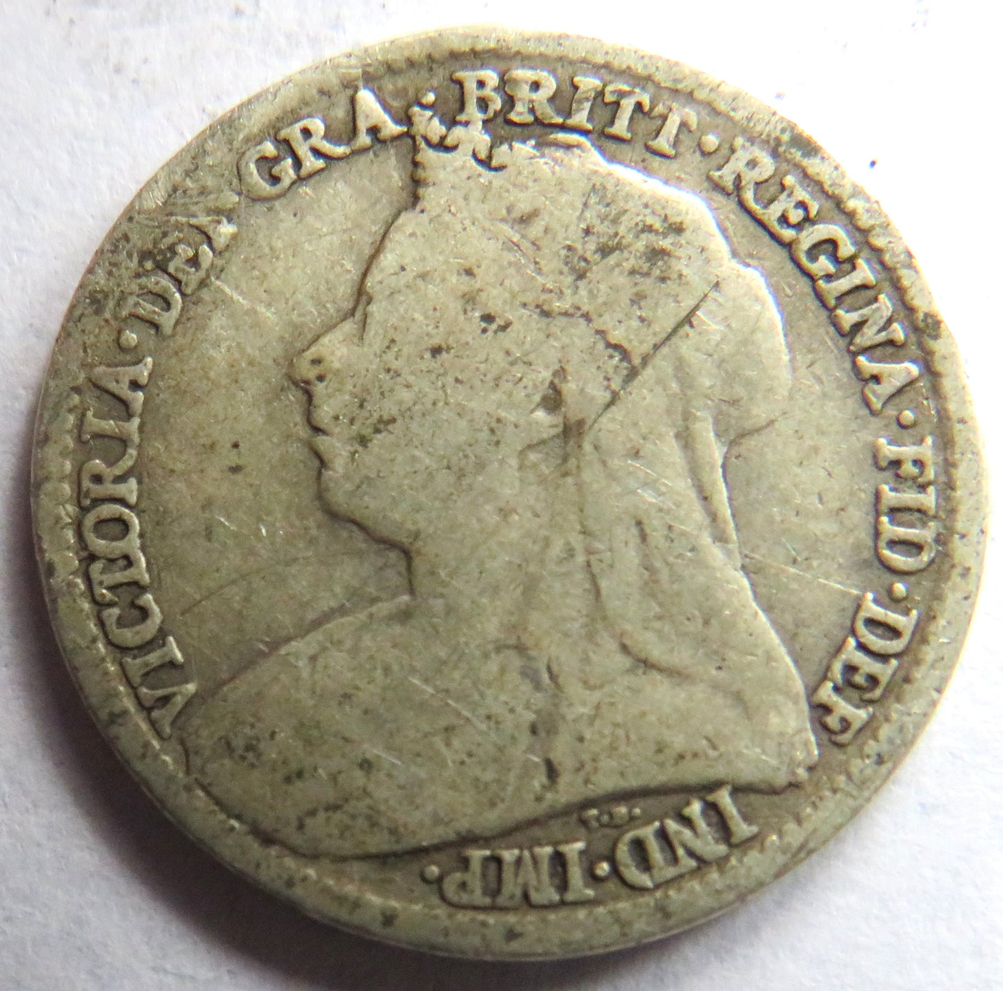 1896 Queen Victoria Silver Threepence Coin - Great Britain