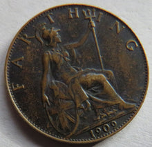 Load image into Gallery viewer, 1909 King Edward VII Farthing Coin - Great Britain
