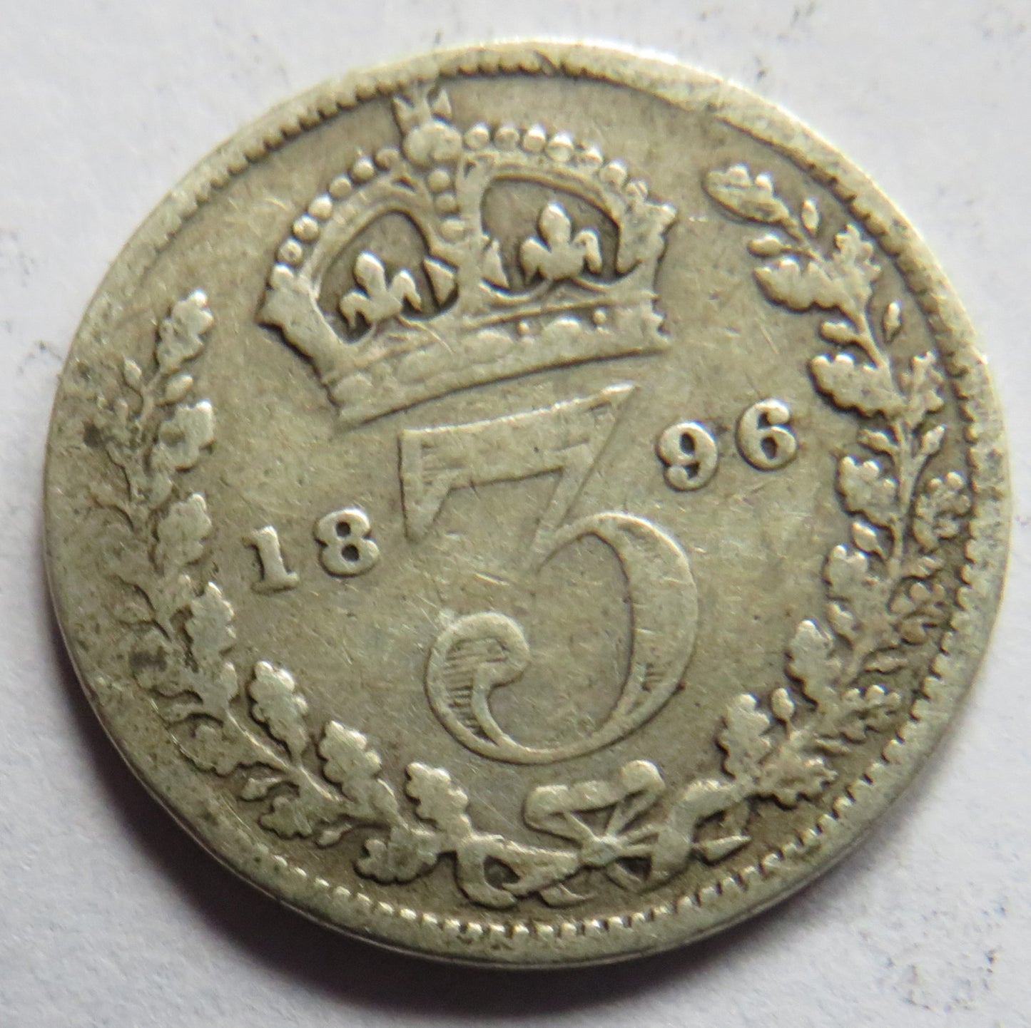 1896 Queen Victoria Silver Threepence Coin - Great Britain