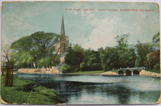 Vintage Postcard of River Avon and Holy Trinity Church, Stratford-On-Avon