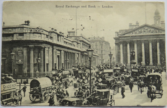 Vintage Postcard of Royal Exchange and Bank, London
