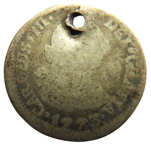 1773 Spanish Colonial Silver 1/2 Real Coin