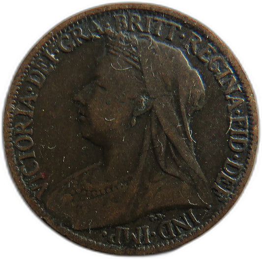 1900 Queen Victoria Farthing Coin - Great Britain image 1