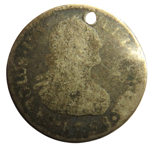 1798 Spanish Colonial Silver 1/2 Real Coin
