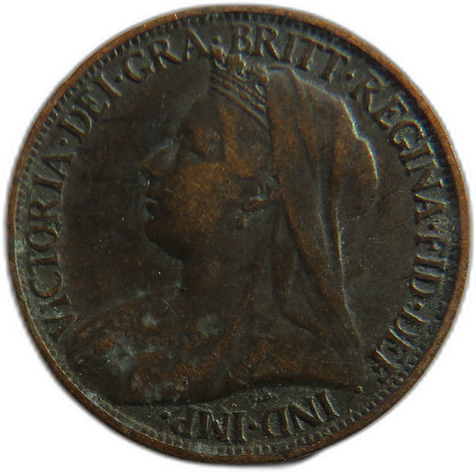 1900 Queen Victoria Farthing Coin - Great Britain image 1