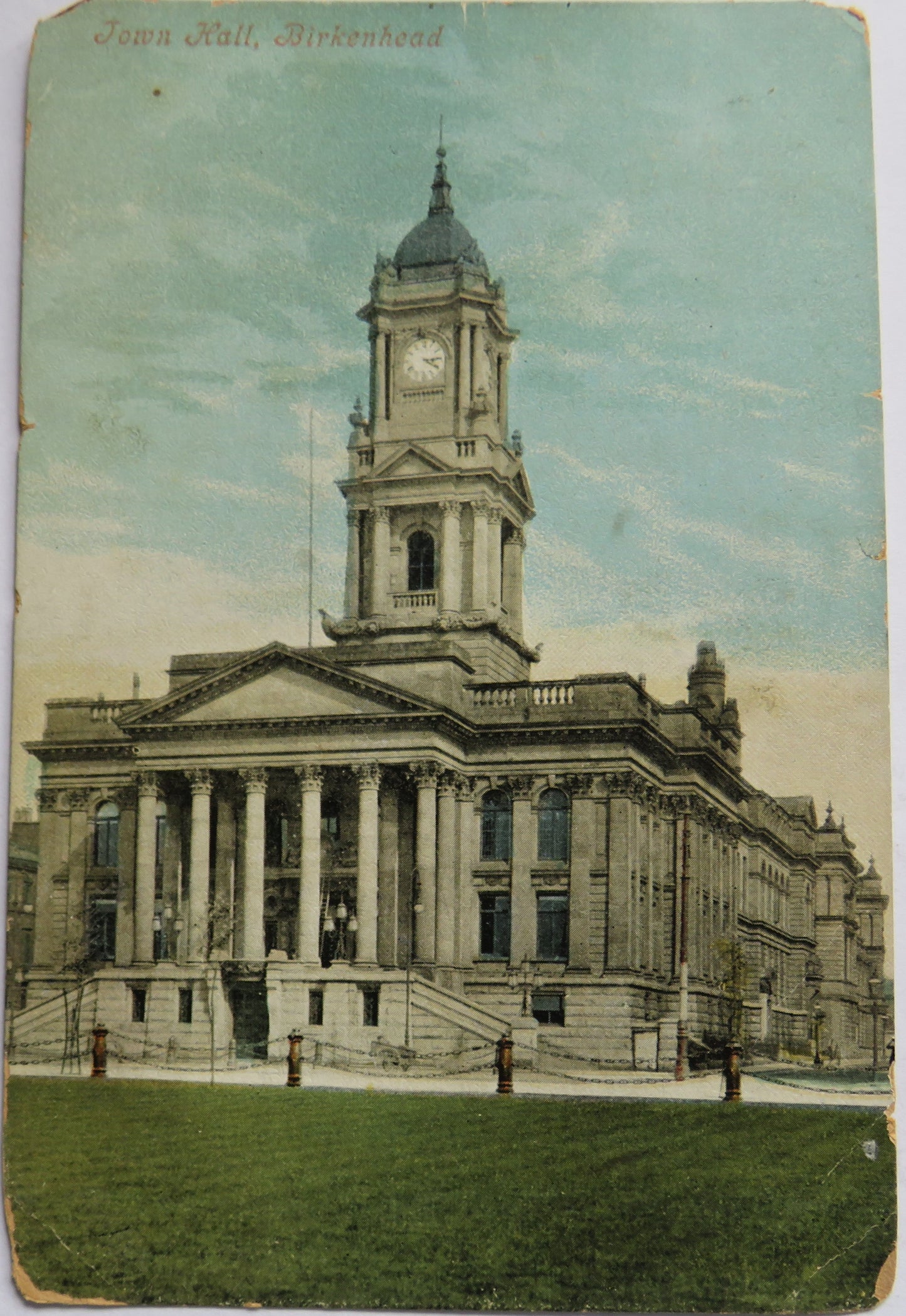 Vintage Postcard of Town Hall, Birkenhead 1905