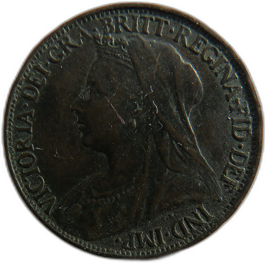 1900 Queen Victoria Farthing Coin - Great Britain image 1