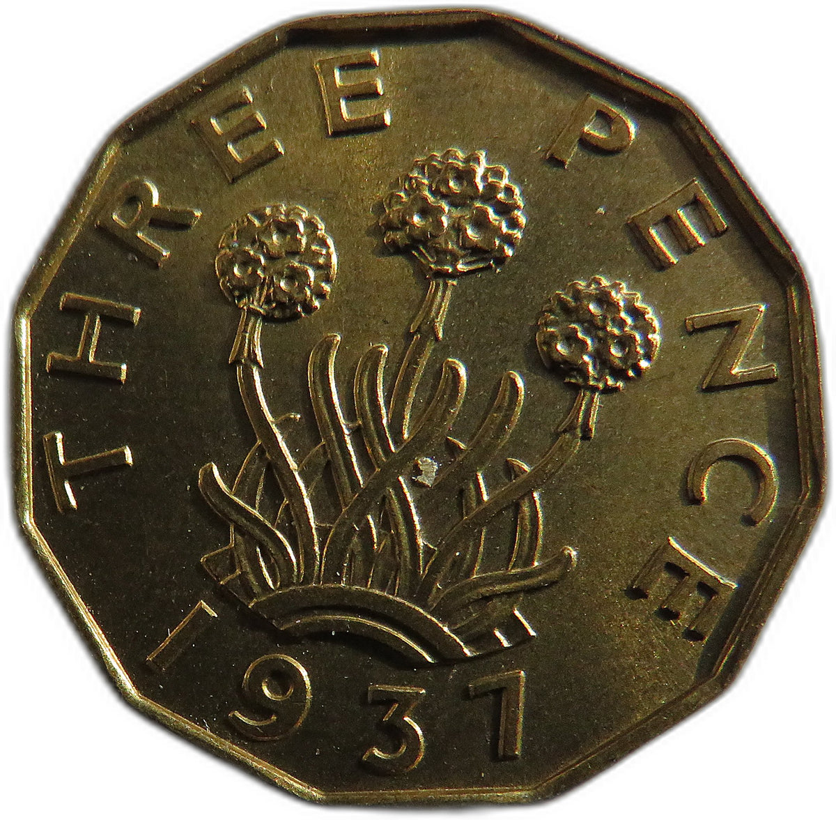 1937 King George VI Brass Threepence Coin In High Grade - Great Britain