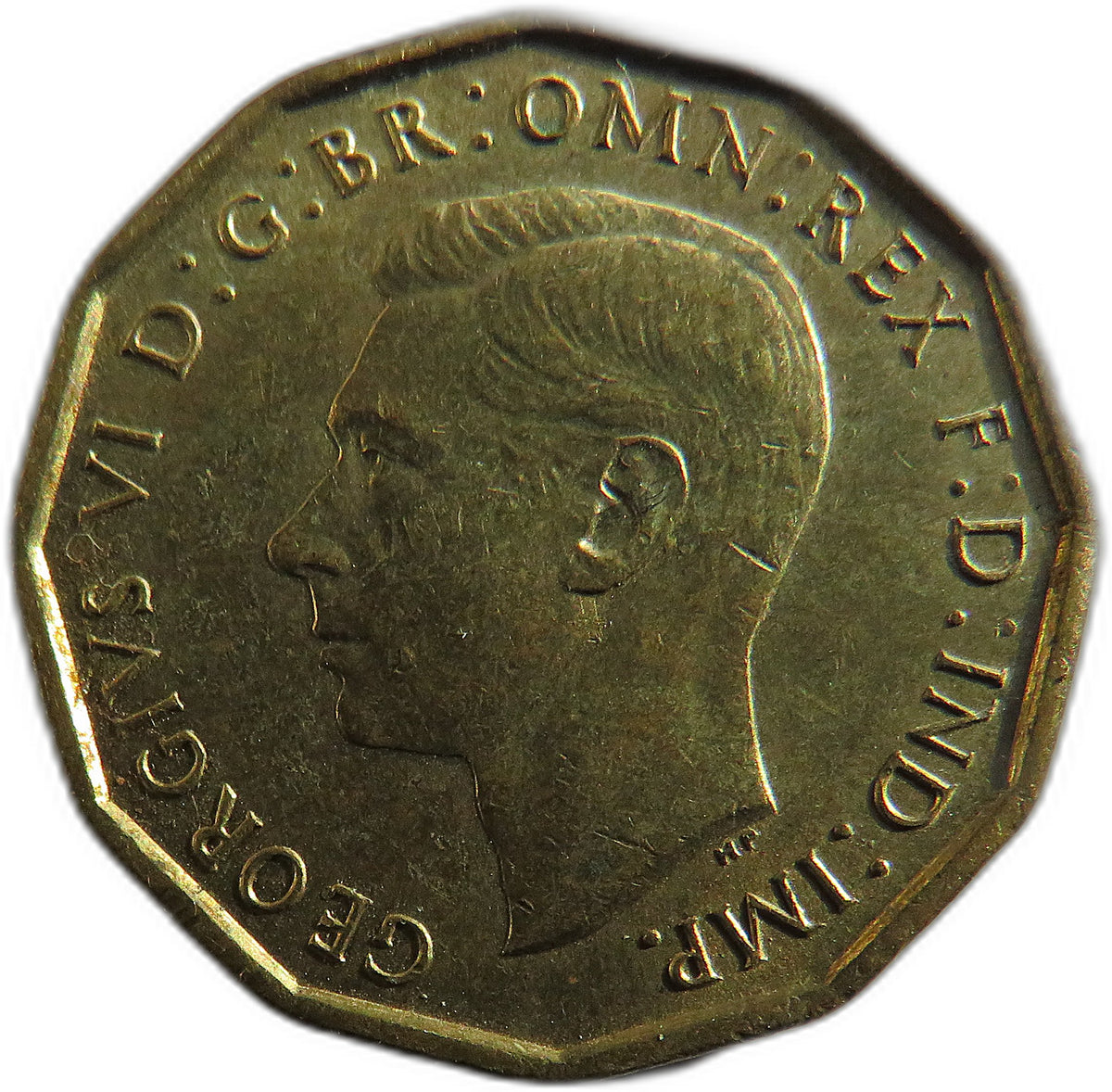 1942 King George VI Brass Threepence Coin In High Grade - Great Britain