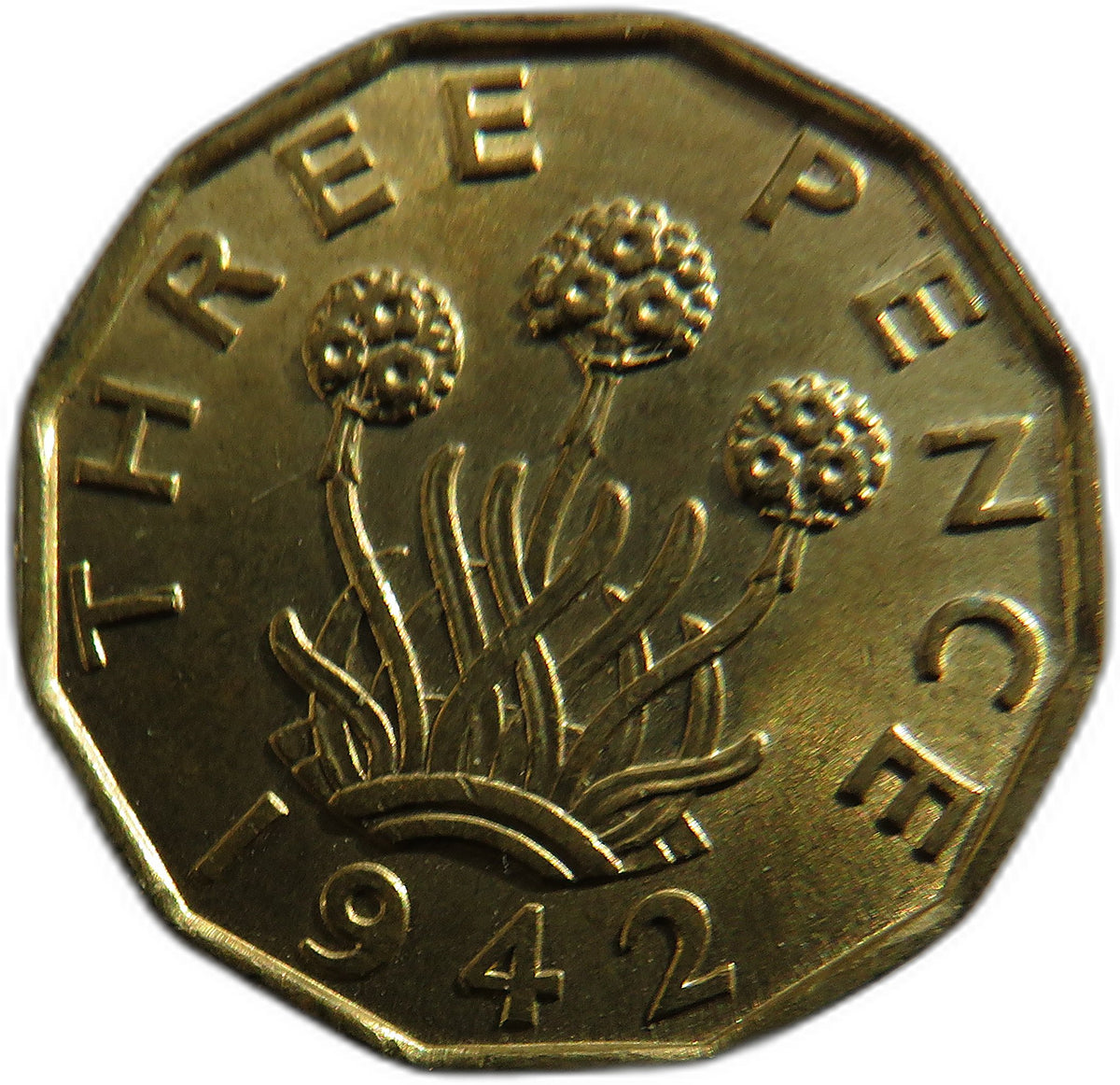1942 King George VI Brass Threepence Coin In High Grade - Great Britain