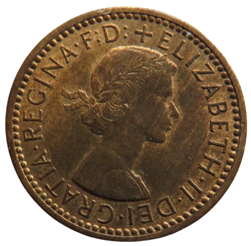 1956 Queen Elizabeth II Farthing Coin - Great Britain