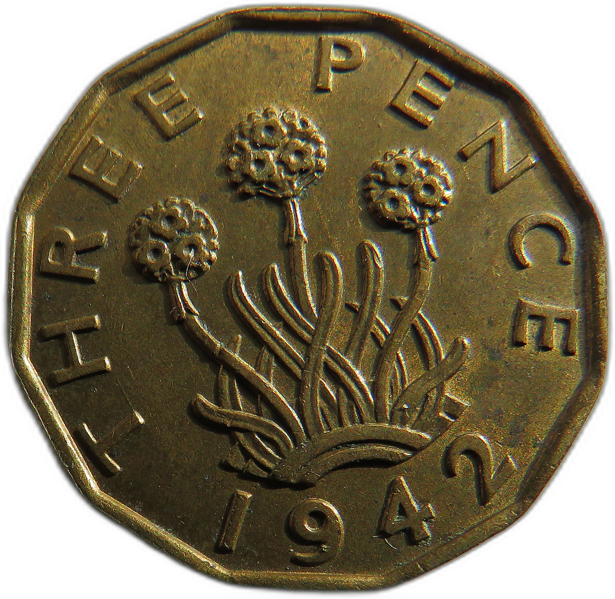 1942 King George VI Brass Threepence Coin In Better Grade - Great Britain