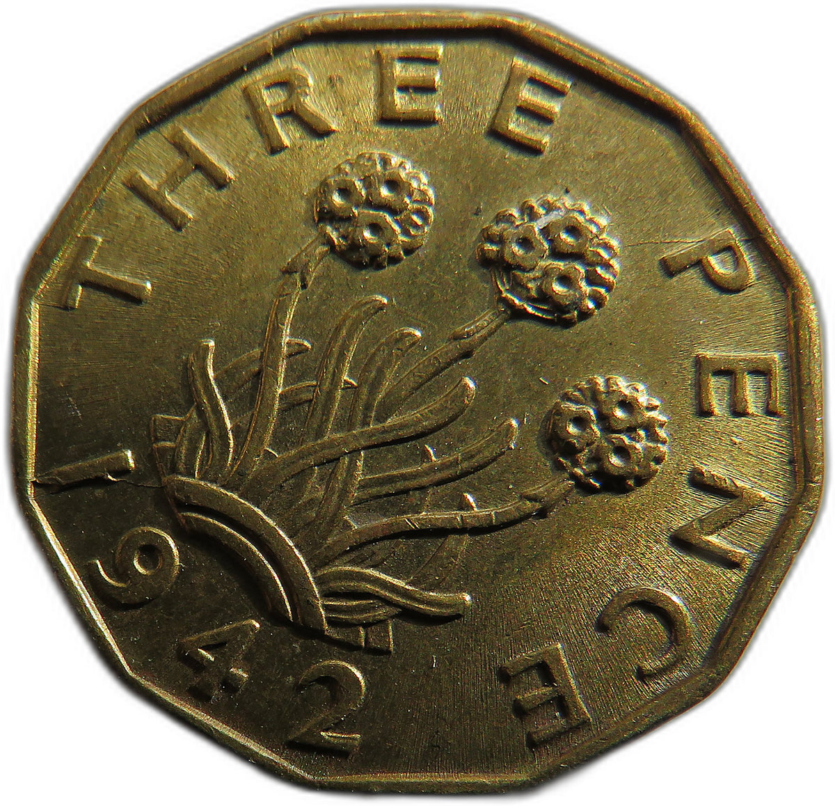 1942 King George VI Brass Threepence Coin In Higher Grade - Great Britain