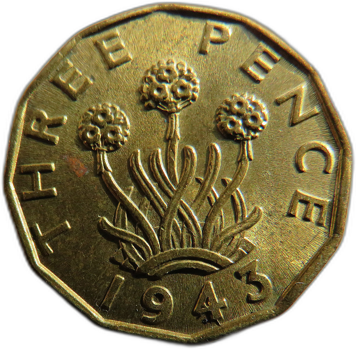 1943 King George VI Brass Threepence Coin In Higher Grade - Great Britain