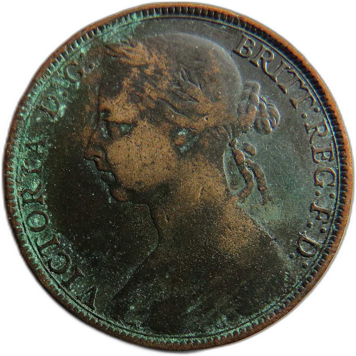 1891 Queen Victoria Bun Head One Penny Coin - Great Britain