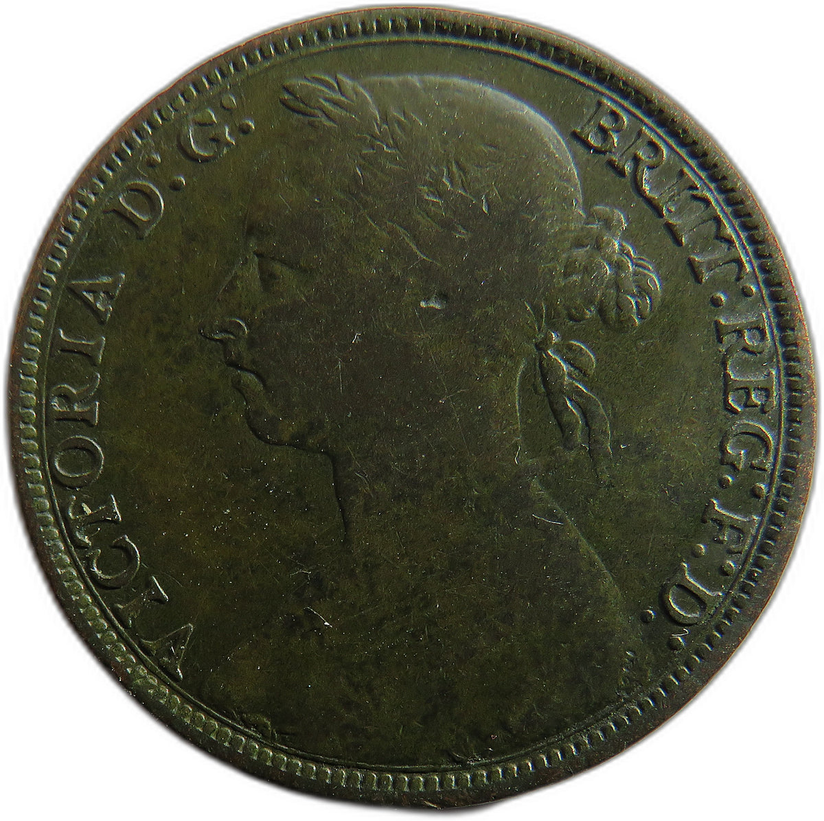 1889 Queen Victoria Bun Head One Penny Coin - Great Britain