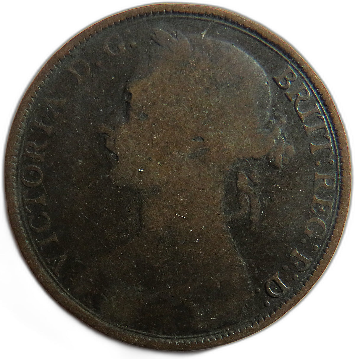 1891 Queen Victoria Bun Head One Penny Coin - Great Britain