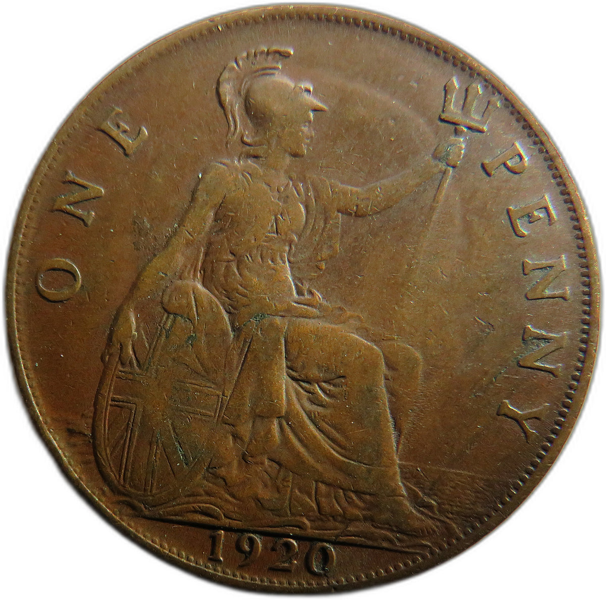 1920 King George V One Penny Coin - Great Britain