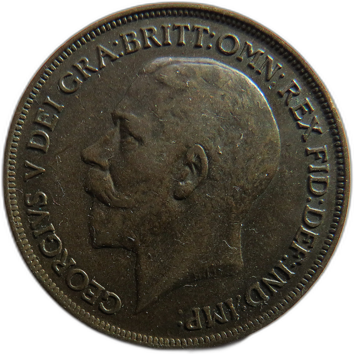 1918 King George V One Penny Coin - Great Britain