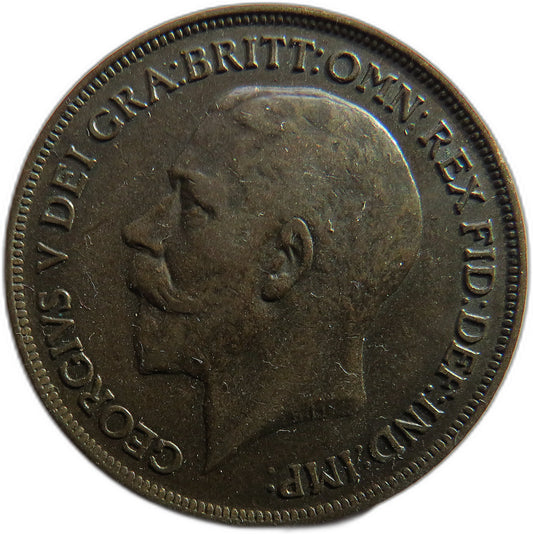 1918 King George V One Penny Coin - Great Britain image 1