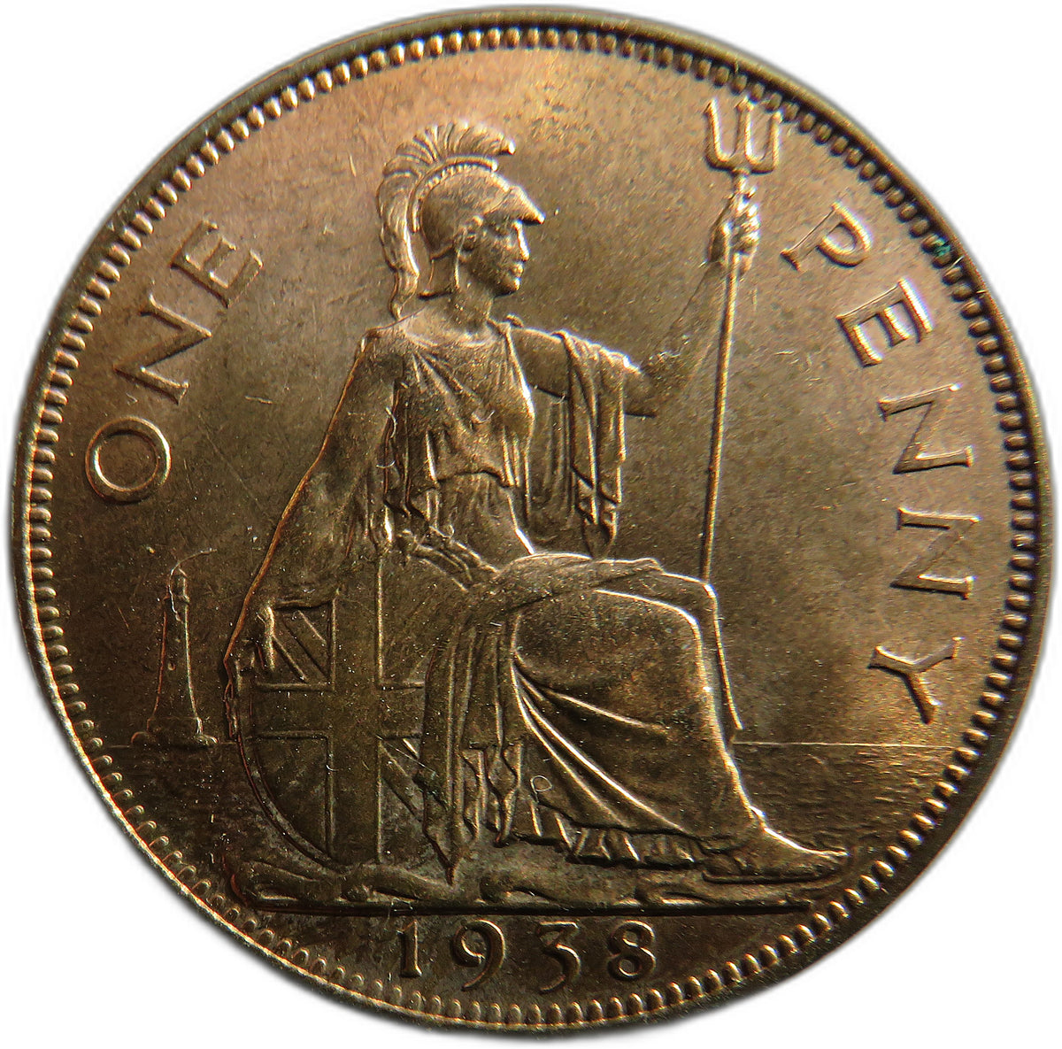 1938 King George VI One Penny Coin In High Grade - Great Britain