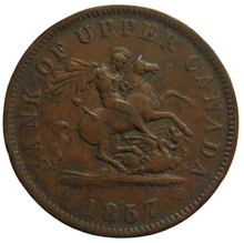 Load image into Gallery viewer, 1857 Bank Of Upper Canada One Penny Token
