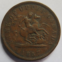 Load image into Gallery viewer, 1857 Bank Of Upper Canada One Penny Token
