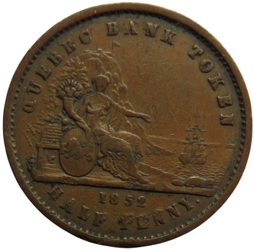 1852 Quebec Half-Penny Bank Token - Province Du Canada Un Sou