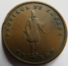 Load image into Gallery viewer, 1852 Quebec Half-Penny Bank Token - Province Du Canada Un Sou
