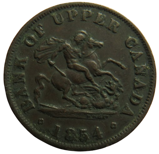 1854 Bank Of Upper Canada Half Penny Bank Token