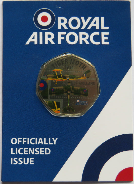 Royal Air Force Tiger Moth 1931 De Havilland In Shape of 50p By Westminster