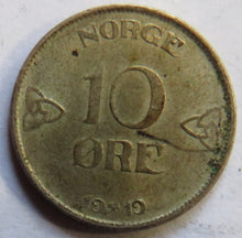 Load image into Gallery viewer, 1919 Norway Silver 10 Ore Coin
