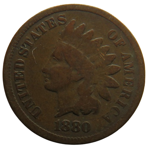 1880 USA Indian Head One Cent Coin