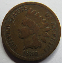 Load image into Gallery viewer, 1880 USA Indian Head One Cent Coin
