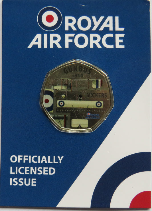 Royal Air Force Gunbus 1914 Vickers In Shape of 50p By Westminster