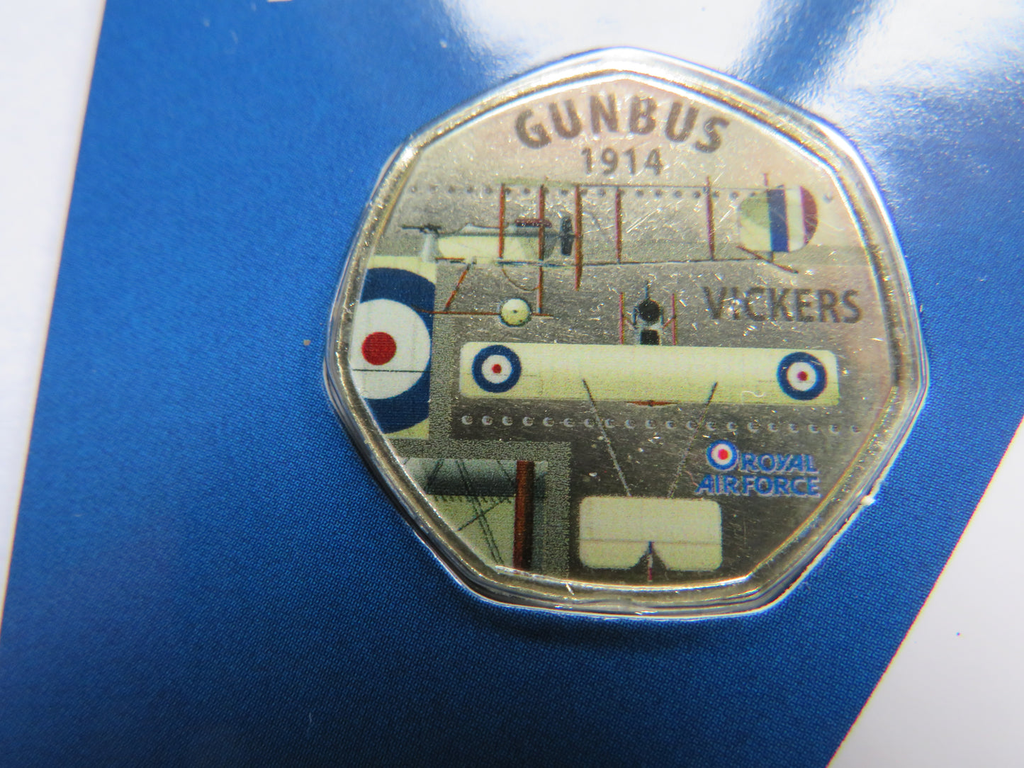 Royal Air Force Gunbus 1914 Vickers In Shape of 50p By Westminster