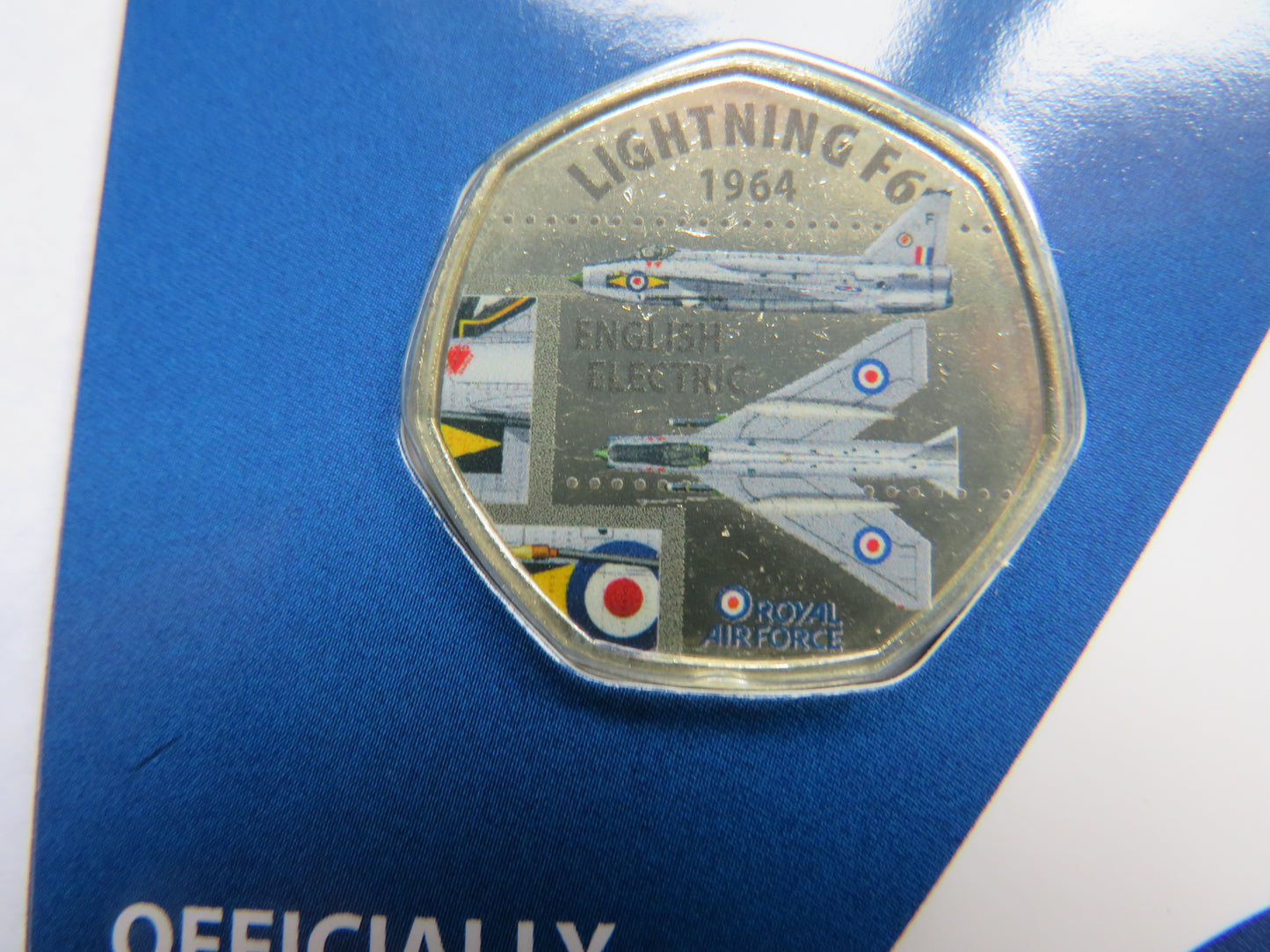 Royal Air Force Lightning F6 1964 English Electric Coin In Shape of 50p By Westminster