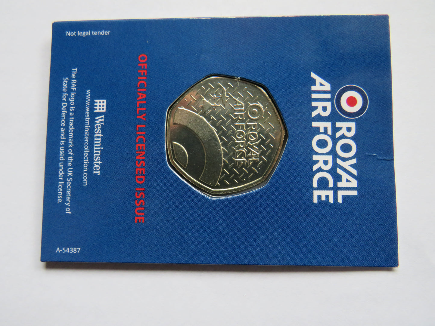 Royal Air Force Lightning F6 1964 English Electric Coin In Shape of 50p By Westminster