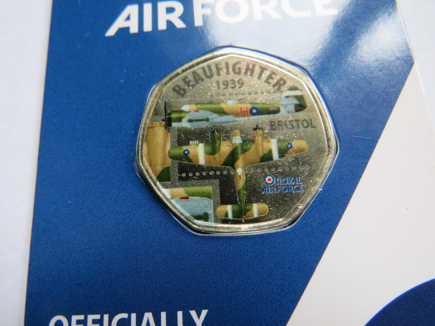 Royal Air Force Beaufighter 1939 Bristol Coin In Shape of 50p By Westminster