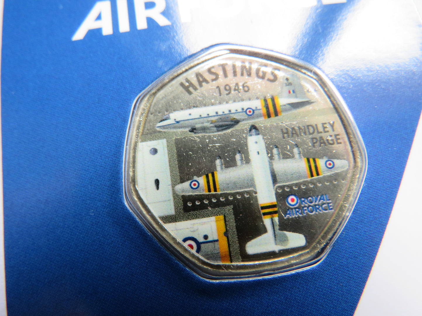 Royal Air Force Hastings 1946 Handley Page Coin In Shape of 50p By Westminster