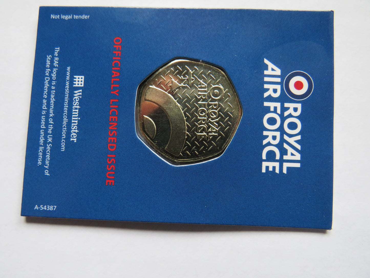 Royal Air Force Hastings 1946 Handley Page Coin In Shape of 50p By Westminster