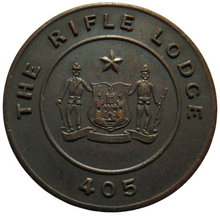 Load image into Gallery viewer, The Rifle Lodge No 405 Masonic Mark Token
