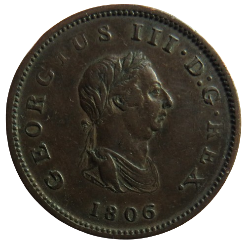 1806 King George III Halfpenny Coin - Great Britain